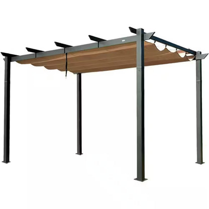 9 Ft. X 13 Ft. Dark Gray Heavy Duty Aluminum Outdoor Patio Pergola with Retractable Pergola Canopy