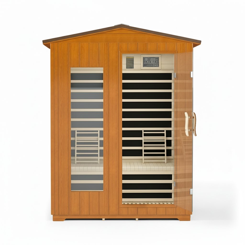 3 Person Outdoor Sauna, Low EMF Infrared Sauna, 7-Color Therapy