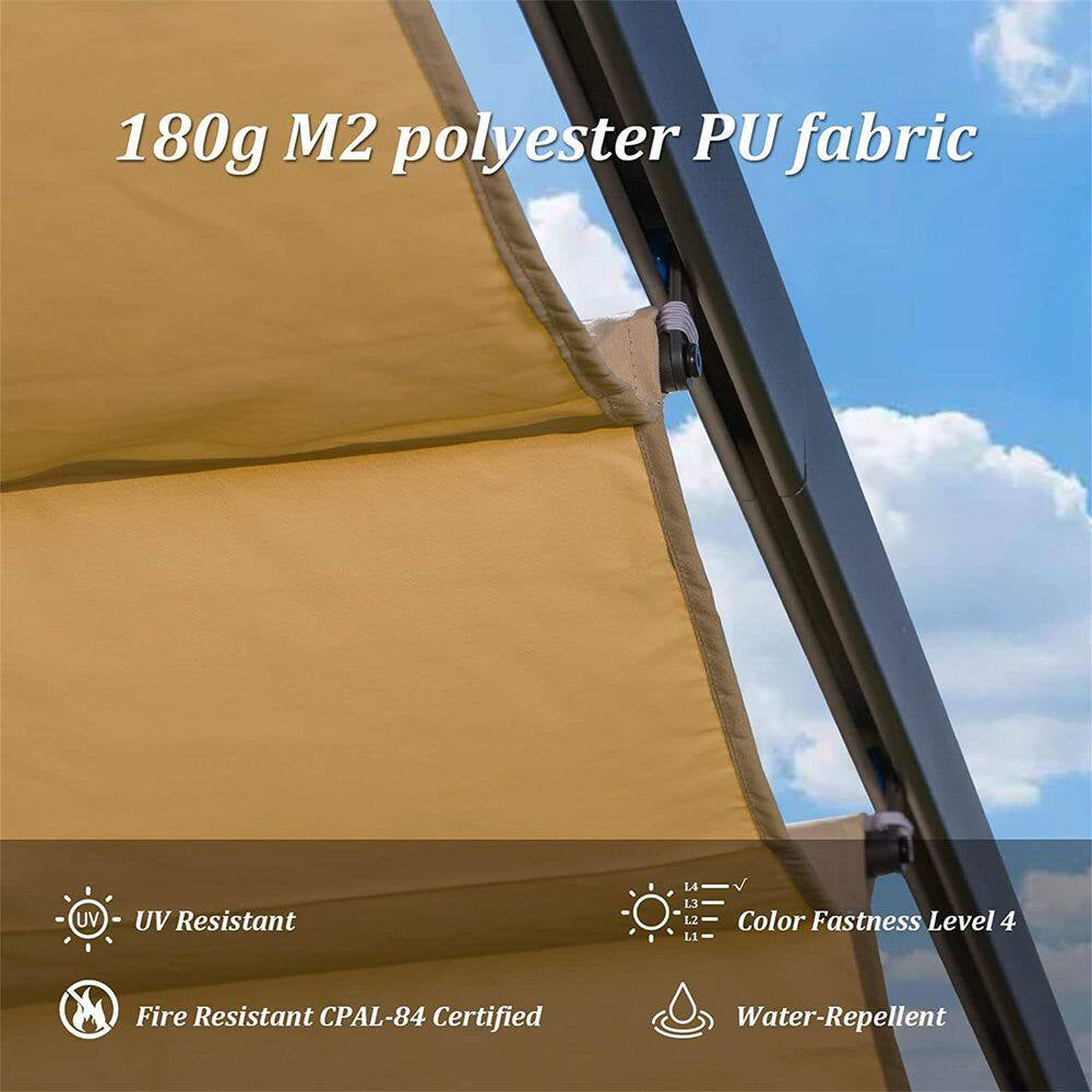 9 Ft. X 13 Ft. Dark Gray Heavy Duty Aluminum Outdoor Patio Pergola with Retractable Pergola Canopy