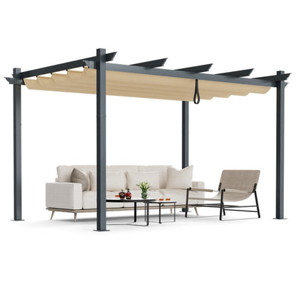 10 X 13 Feet Outdoor Aluminum Retractable Pergola Canopy Shelter